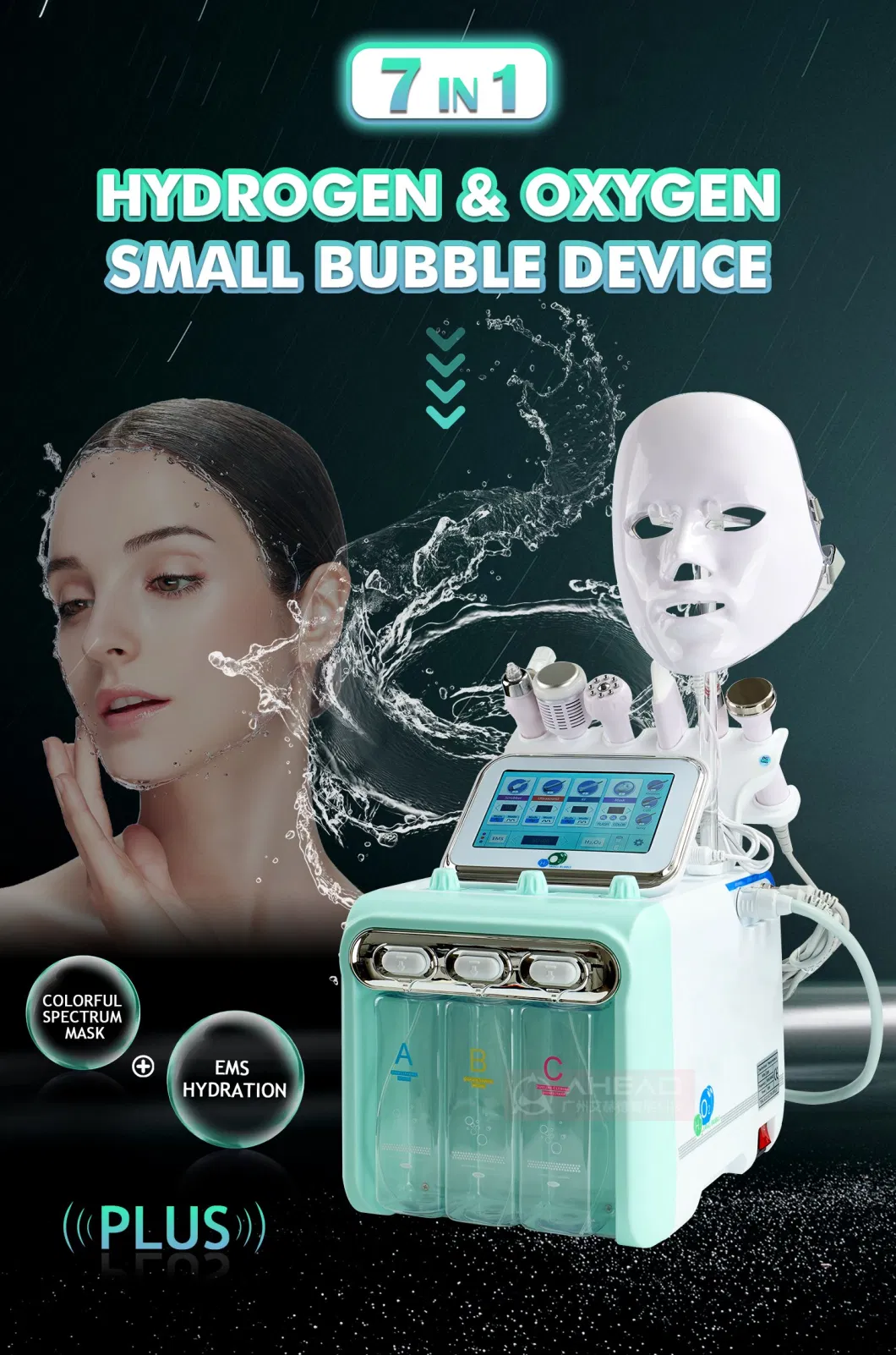 Aqua Peeling Hydra Water Oxygen 7 in 1 Microdermabrasion Facial Treatment Beauty Equipment Hydro Skin Scrubber Dermabrasion Machine with LED Mask